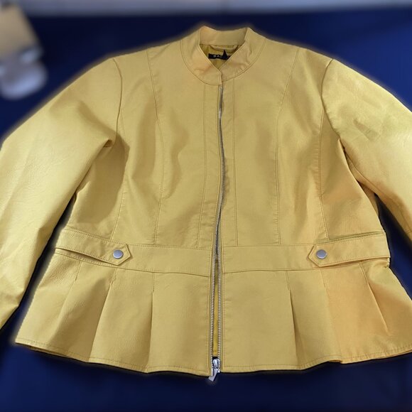 CLASSY MUSTARD YELLOW BACCINI JACKET PLEATED HEM XL - Picture 11 of 14